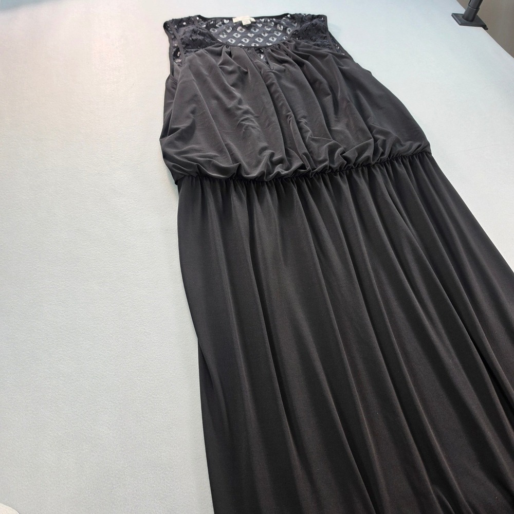 Established 1962 Women's Black Maxi Dress Size 16 Sleeveless Lace Yoke Boho